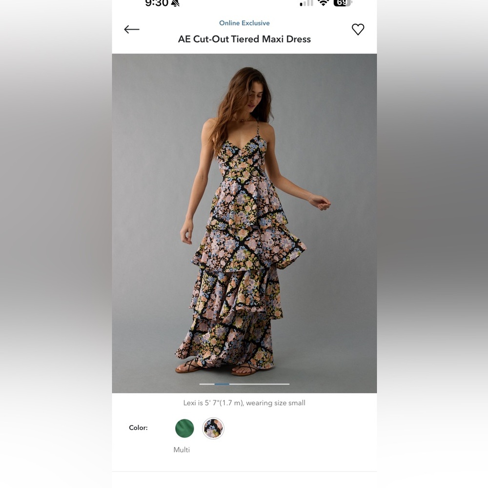 American Eagle Outfitters Floral Cut-Out Tiered Maxi Dress